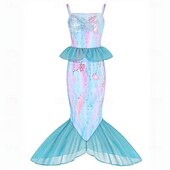 baratos Fantasias para meninas-sereia Princesa sereia Vestidos Fantasia de festa temática Fantasias for Para Meninas Crianças Carnaval Baile de Máscaras Festa Feriado
