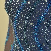 economico Abiti da Pattinaggio Artistico-Abito da pattinaggio artistico Ragazze Pattinaggio sul ghiaccio Vestito blu navy Patchwork Schiena aperta Elasticizzato Allenamento Competizione Vestiti da pattinaggio sul ghiaccio Classico Cristallo