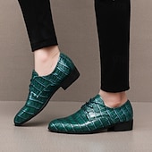 abordables Chaussures Derby-Chaussures habillées pour hommes en similicuir orange à motif crocodile – chaussures de ville et de mariage pour messieurs modernes