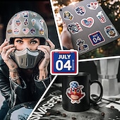  250 יחידות מדבקות 4 ביולי (5 סטים של 50) מדבקות ויניל עמידות למים עם דגל ארה"ב, פטריוטיות, למחשב נייד, אלבום תמונות, קישוטי מסיבה ליום העצמאות, ילדים ומבוגרים