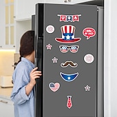  Magnetiske kjøleskapsklistremerker til uavhengighetsdagen i USA, bilklistremerker, høytidsdekorasjoner, vanntette veggklistremerker med tegneseriemotiv