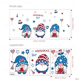  מדבקות קיר ליום העצמאות ה-4 ביולי, מדבקות קיר גמדים פטריוטיות עם כוכבים ופסים, קישוטים אדומים, לבנים וכחולים לקישוטים למסיבות בבית, לכיתה, משרד, חדר ילדים