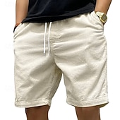 preiswerte Lässige Shorts-Herren Shorts Freizeitshorts Cordshorts Tasche Elastischer Bund Rein Einfach Vertikale Streifen Komfort Atmungsaktiv Über dem Knie Lässig Outdoor Strand Urlaub Mode Schwarz Weiß Mikroelastisch