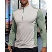 economico T-shirt e Canottiere da Corsa-Per uomo Blocco di colori T-shirt da corsa Maglia a compressione Maglia atletica Maglia da corsa Sport in alto Primavera Autunno Patchwork Blocco di colore Cerniera a un quarto Manica Lunga