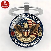 billiga U.S. 250-årsjubileum-8 delar 250 år av frihet, amerikanskt 250-årsjubileum, nyckelringar i zinklegering &amp;kristallglas, amerikansk historia &amp;patriotiska symboler, amerikansk flagga &amp;Eagle Capitol självständighetsdag