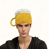 cheap Warm&amp;Heated Collection-Beer-Shaped Party Hats with Beer Bubble Fun Novelty Knitted Beer Design Hats for Oktoberfest Costume Parties Beer Tasting Funny Gift for Men &amp; Women Beer Lovers