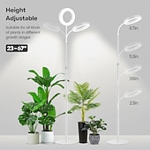 ieftine Lumini Reglabile LED-Lampă de creștere inelară cu două capete, de 6 inch, 3 moduri de culoare cu temporizator (3/9/12h), 10 niveluri reglabile, 168 LED-uri, înălțime reglabilă de 67 inch, spectru complet pentru plante de