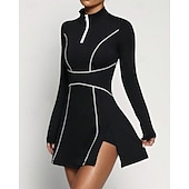 economico Abbigliamento Tennis da donna-Per donna Tinta unita Abito da tennis con pantaloncini Abito sportivo Manica Lunga Con zip Tasca Elastico Traspirante Tennis Corsa Fitness Collo Alto Vestito Tuta Nero Abbigliamento da tennis