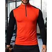 economico T-shirt e Canottiere da Corsa-Per uomo Blocco di colori T-shirt da corsa Maglia a compressione Maglia atletica Maglia da corsa Sport in alto Primavera Autunno Patchwork Blocco di colore Cerniera a un quarto Manica Lunga