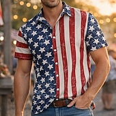  250th Anniversary USA Manga Hawaii Shirts Back To School USA Flag Independence Day July 4 Casual Street Style Harajuku Graphic Kawaii Adults' Men's Semiquincentennial Masquerade 4th of July Festival