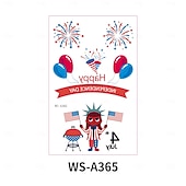  10/20 feuilles d'autocollants de tatouage pour la fête de l'indépendance américaine en stock. Vente en gros d'autocollants de tatouage décoratifs pour le maquillage du visage et la célébration du