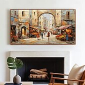 olcso Tájképek-kézzel készített olajfestmény vászon faldekoráció építészet utcakép lakberendezéshez keret nélküli, feszítetlen festmény
