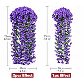 voordelige Kunstbloemen-2 stuks levendige kunstmatige hangende orchideeën, nep viooltjesranken als wanddecoratie, plastic hangende bloemen voor binnen, woonkamer, tuin of balkon