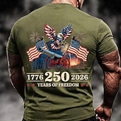  4th of July 2026 250th Memorial Day Men's Patriot 3D Print US Flag Crew Neck Short Sleeve T-Shirt Daily Street