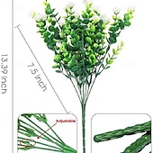 זול פרח מלאכותי-6 חבילות פרחים מלאכותיים פרחים מזויפים חיצוניים לקישוט עמיד בפני UV ללא דהייה צמחי פלסטיק מלאכותיים גינה למרפסת חלון עיצוב ארגזי חלון