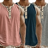  3-delt flerpakning singlet for menn, singlet, ermeløs, henley-skjorte, sommer, enkel, motedesigner, enkel, avslappet, ferie, gate, abc-topp, t-skjorte for menn