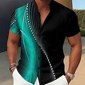  Ανδρικά Γεωμετρικό Χρωματική κλίση Linie Πουκάμισο Πουκάμισο με κουμπιά Πουκάμισο με γιακά Κοντομάνικο Vintage ρετρό Διακοπές Καθημερινή Ένδυση Ρούχα παραλίας Καλοκαίρι Άνοιξη Μανδαρίνο Κολλάρο 3D