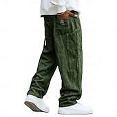 economico Classico-Per uomo Pantaloni di Lino Pantaloni Pantaloni Estivi Pantaloni Larghi Tasca Elastico in vita Gamba Dritta Tinta unica Confortevole Traspirante Lunghezza intera Casuale Quotidiano Ferie Vacanza Moda