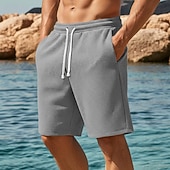 economico Pantaloncini casual-Per uomo Nido d'ape Shorts Pantaloncini Estivi Shorts da Spiaggia Coulisse Elastico in vita Gamba Dritta Semplice Comodità Morbido Lunghezza al ginocchio Quotidiano Spiaggia Moda Chic &amp; Moderno Blu