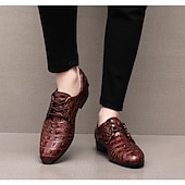 Χαμηλού Κόστους Derby παπούτσια-Ανδρικά παπούτσια με κορδόνια από συνθετικό δέρμα σε κόκκινο μοτίβο κροκόδειλου, μοντέρνα σχεδίαση για ειδικές περιστάσεις