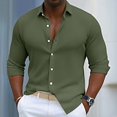 cheap Men's Button Up Shirts-Men's Shirt Corduroy Shirt Button Up Shirt Blue Black White Navy Blue Purple Long Sleeve Plain Turndown Casual Daily Button-Down Clothing Apparel Polyester Fashion Streetwear Classic Casual