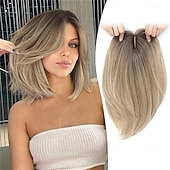 halpa Otsahiukset-30 cm:n hiuslisäke oheneville hiuksille, 16,5 x 16,5 cm:n paksu pohjallinen synteettinen päällinen otsatukalla, kuituperunat naisten hiuslisäkkeisiin päivittäiseen käyttöön, töihin, juhlaan,