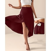 preiswerte Damenröcke &amp; Skorts-Damen Einfarbig Lässiger Rock Tennis-Skort Tennisröcke mit Shorts Sportrock Tasche Hohe Taille Asymmetrisch Schnelltrocknend Atmungsaktiv Tennis Golfspiel Pickleball Rock Schwarz Blau Dunkelgrün