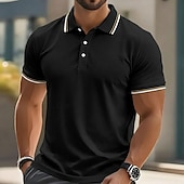 abordables Polo clásico para hombre-Hombre Camiseta de golf Camisetas polo piqué Casual Negocio Cuello polo acanalado Manga Corta Moda Básico Color sólido Plano Botones Verano Primavera Primavera &amp; Otoño Ajuste regular Azul cielo