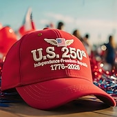 abordables 250 Aniversario de los EE. UU.-Gorra de béisbol del 250.º aniversario, con bordado patriótico de EE. UU., gorra roja ajustable con cierre a presión, conmemorativa del Día de la Independencia de 1776 a 2026, para hombres y mujeres,