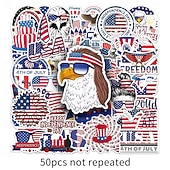 voordelige VS 250e-200 stuks 4 juli stickers, 4 verpakkingen van 50 patriottische waterdichte vinylstickers voor waterflessen en laptops, stickers met de Amerikaanse vlag voor Onafhankelijkheidsdag voor kinderen,