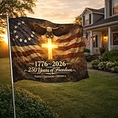 tanie 250. rocznica-Flaga USA z okazji 250. rocznicy powstania Stanów Zjednoczonych, patriotyczna, lata 1776–2026, z orłem i banerem domu na 4 lipca