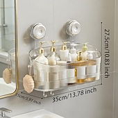 お買い得  収納ラック-ドリル不要の浴室用吸盤収納ボックス、2026アップグレード取り外し可能な浴室用吊り下げ式吸盤収納ボックス、家庭用波形吸盤収納ホルダー、浴室用シャワーキャディ