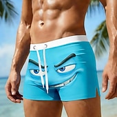 billiga Retro Vintage &amp; Etik-Herr 3D Print 3D-seriefigur Le ansikte Badshorts Boardshorts Medium Midja Hawaiisk Rolig Strandsemester Snörning med meshfoder Elastisk midja Designer Kläder