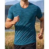 billiga Löpar-T-shirts och linnen-Herr Kamuflasje T-shirt för jogging Kompressionströja Atletisk skjorta Sport topp Sommar Kortärmad Snabb tork Fuktabsorberande Andningsfunktion Gymträning Gång Joggning Blå Svart Mörkblå Sportkläder