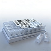  Monthly AM/PM Pill Organizer – Twice-a-Day Medicine & Vitamin Storage with Labels and Stickers for Easy Daily Management