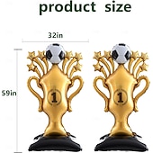 ieftine Meciul de fotbal mondial 2026-2 baloane trofeu de fotbal pentru meciul global de vară de fotbal din 2026, baloane mari din folie pentru trofeu, 59 inch, balon cu minge de fotbal pentru decorațiuni de petrecere de fotbal, ziua de