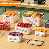 Недорогие Кухонная утварь и гаджеты-3 прозрачных пластиковых контейнера для хранения продуктов с корзиной для слива воды, для использования в микроволновой печи. &amp;Контейнеры для хранения продуктов, подходящие для хранения в