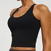 abordables Soutien-Gorges de Sport-Femmes Soutien Moyen Débardeur Rembourré Brassières et Soutiens-gorge/Sport Mince Top Rembourré Salle de sport Exercice Course Léger Élastique Respirant Noir Blanche Rouge Couleur Unie