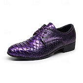 economico Scarpe Derby-scarpe eleganti da uomo in similpelle con stampa serpente arancione brillante, sneakers alla moda con punta affilata e lacci per locali notturni, feste e audaci dichiarazioni di moda