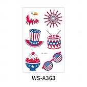  10/20 feuilles d'autocollants de tatouage pour la fête de l'indépendance américaine en stock. Vente en gros d'autocollants de tatouage décoratifs pour le maquillage du visage et la célébration du