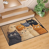 cheap Doormats-Faux Embroidered Cats Doormat Playful Cat-Themed Welcome Mat Durable Long-Lasting Quality for Home Entry