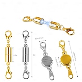 economico arti, mestieri e cucito-Confezione da 12 fermagli e chiusure magnetiche per collane. Estensore per collane con magnete potente. Chiusura magnetica per collane per la creazione di bracciali e collane di gioielli. Placcatura