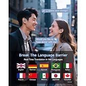 abordables Auriculares abiertos-Auriculares Q16 con traducción en tiempo real, 3 en 1 con IA, 144 idiomas, auriculares inalámbricos OWS para viajes, reuniones y negocios.
