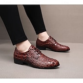 Χαμηλού Κόστους Derby παπούτσια-Ανδρικά παπούτσια με κορδόνια από συνθετικό δέρμα σε κόκκινο μοτίβο κροκόδειλου, μοντέρνα σχεδίαση για ειδικές περιστάσεις