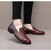 abordables Mocasines-Zapatos sin cordones con estampado de cocodrilo rojo de piel sintética para hombre, elegantes y cómodos para ocasiones formales e informales.