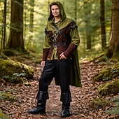 voordelige Outfits-Set Retro vintage Middeleeuws Renaissance Kaap Broeken Outfits met accessoires Elf Ranger Kostuum Voor heren Halloween Carnaval Maskerade Renaissance beurs LARP Volwassenen Ves Hemd Broeken Lente