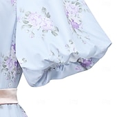 Χαμηλού Κόστους Φόρεμα-19ος αιώνας Περίοδος Αντιβασιλείας Μέχρι τον αστράγαλο Φορέματα Κοντά μανίκια Πριγκίπισσα Ευγενής κυρία Φλοράλ Φανταχτερή Φόρεμα Γυναικεία βασιλικός Απόκριες Πάρτι Τσαγιού LARP Ρεν Φερ Ενηλίκων Φόρεμα