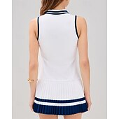 Χαμηλού Κόστους Φόρεμα Γυναικών-Γυναικεία Κουρελού Φόρεμα τένις με ενσωματωμένο σορτς και σουτιέν Αθλητικό φόρεμα Αμάνικο Κουμπώσου Τσέπη Ελαστικό Σκούπισμα ιδρώτα Αναπνέει Τέννις Τρέξιμο Καταλληλότητα Περιλαίμιο Polo Φορέματα