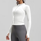 economico Giacche da corsa-Per donna Tinta unita Giaccia da corsa Giacca da esterno Giacca sportiva Estate Primavera Autunno Cerniera completa Snello Manica Lunga Asciugatura Rapida Leggero Elastico Traspirante Palestra Corsa