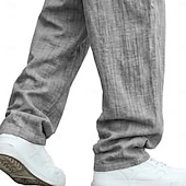 economico Classico-Per uomo Pantaloni di Lino Pantaloni Pantaloni Estivi Pantaloni Larghi Tasca Elastico in vita Gamba Dritta Tinta unica Confortevole Traspirante Lunghezza intera Casuale Quotidiano Ferie Vacanza Moda